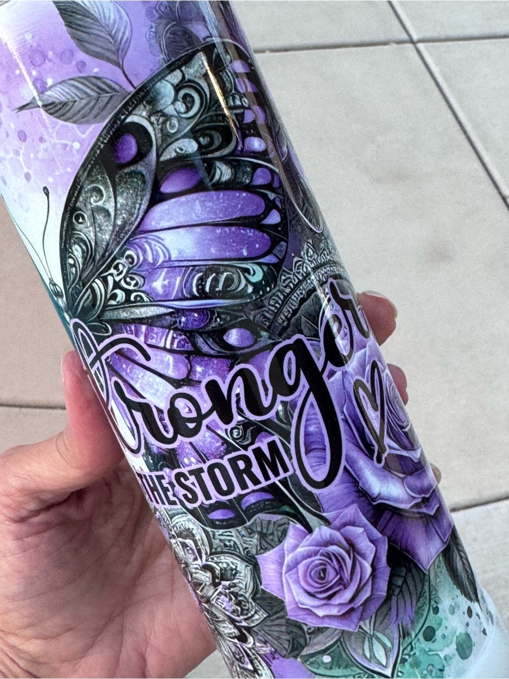 Stronger than the storm butterfly tumbler 20 oz - Picture 4 of 10
